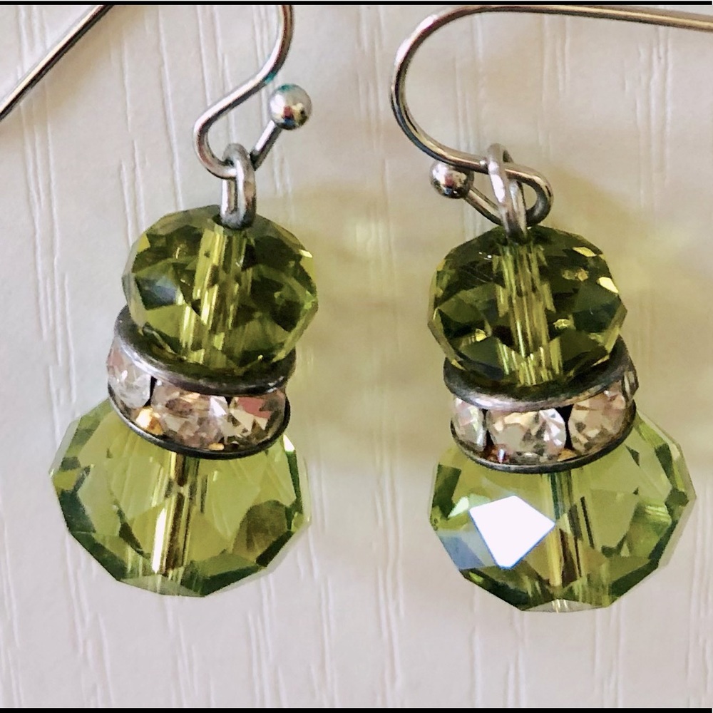 Betsey Johnson Citrine faceted crystal pierced earrings